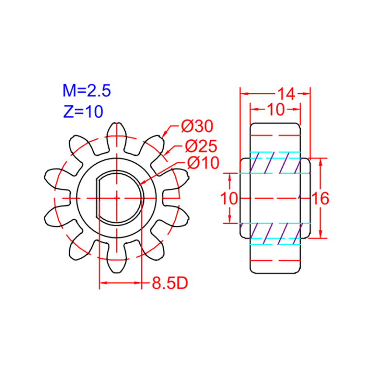 10T 25 Spur gear